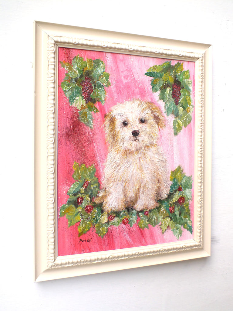 Havanese Puppy Original Framed Dog Painting by Andi Lucas