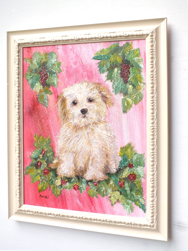 Havanese Puppy Original Framed Dog Painting by Andi Lucas