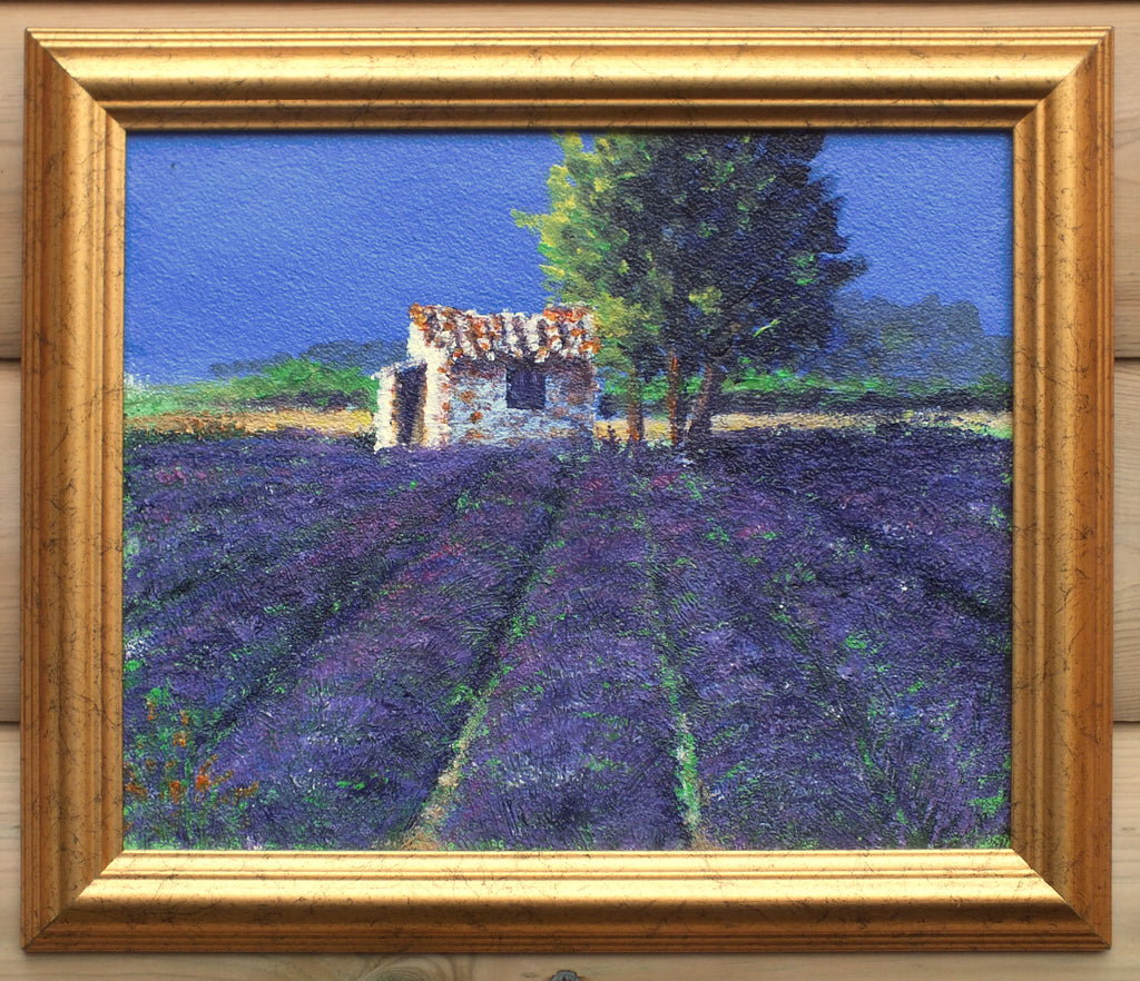 Lavender Field In Provence, French landscape Painting, Framed Original