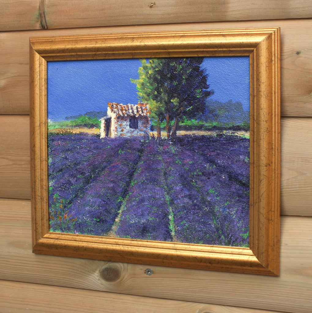 Lavender Field In Provence, French landscape Painting, Framed Original