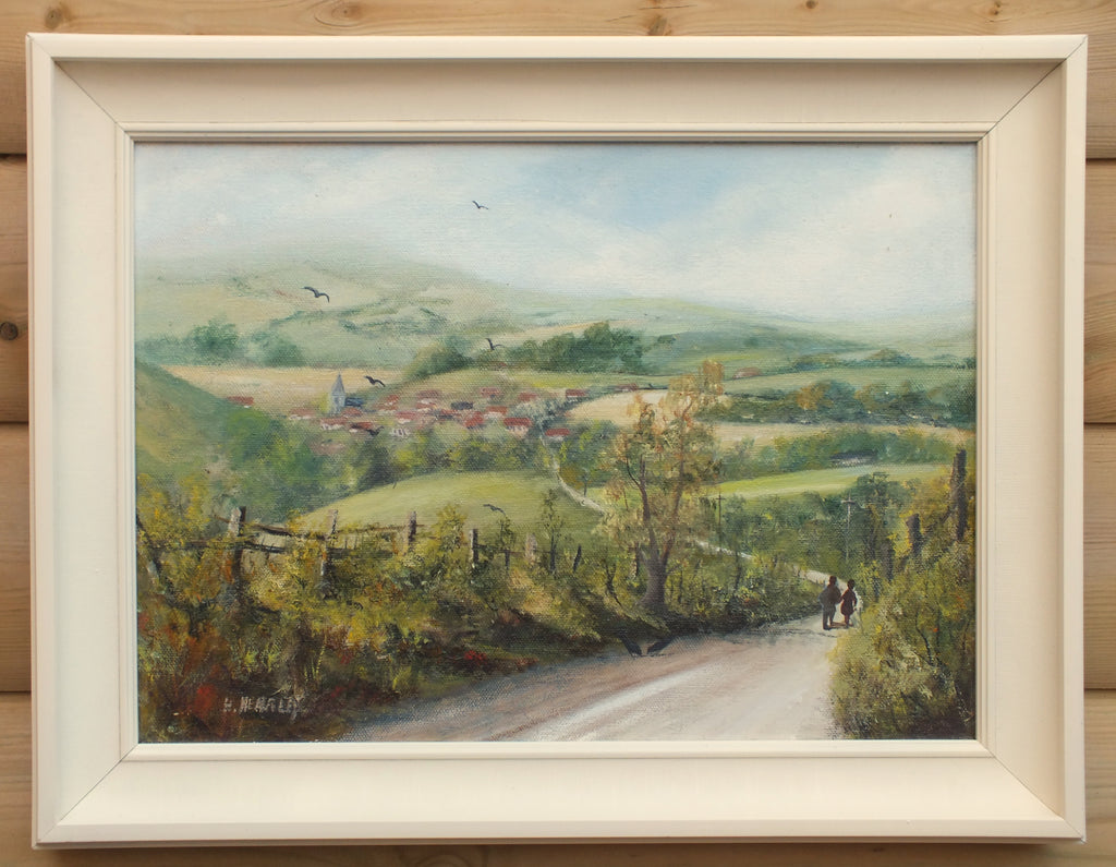 English Landscape, Country Lane Original Framed, Signed Oil painting