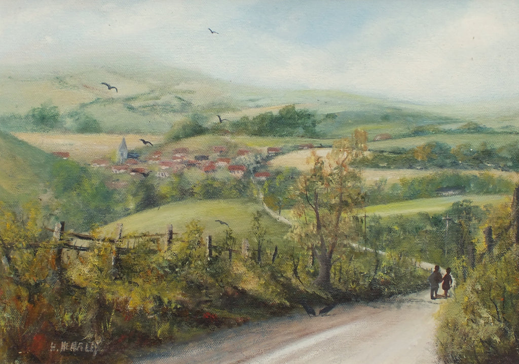 English Landscape, Country Lane Original Framed, Signed Oil painting