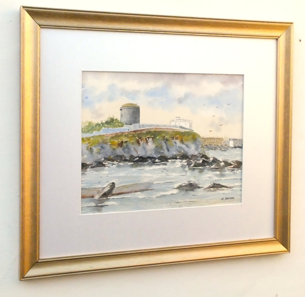Irish Landscape Watercolour Painting County Cork Coastal View, Signed Framed Original Art