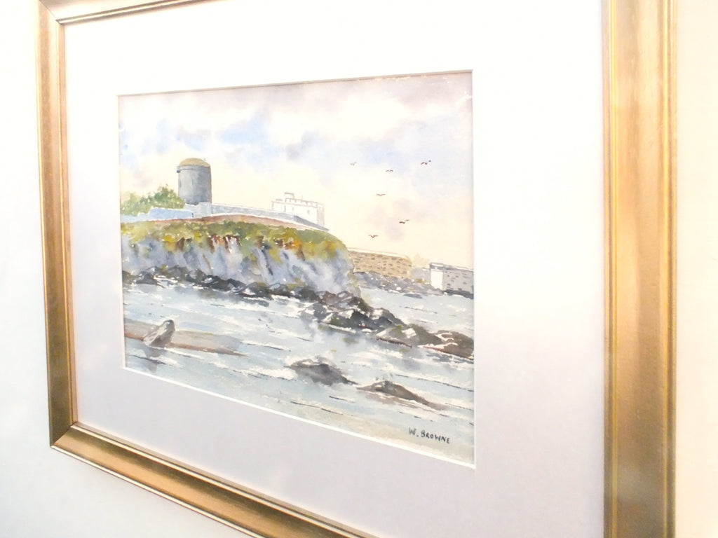 Irish Landscape Watercolour Painting County Cork Coastal View, Signed Framed Original Art