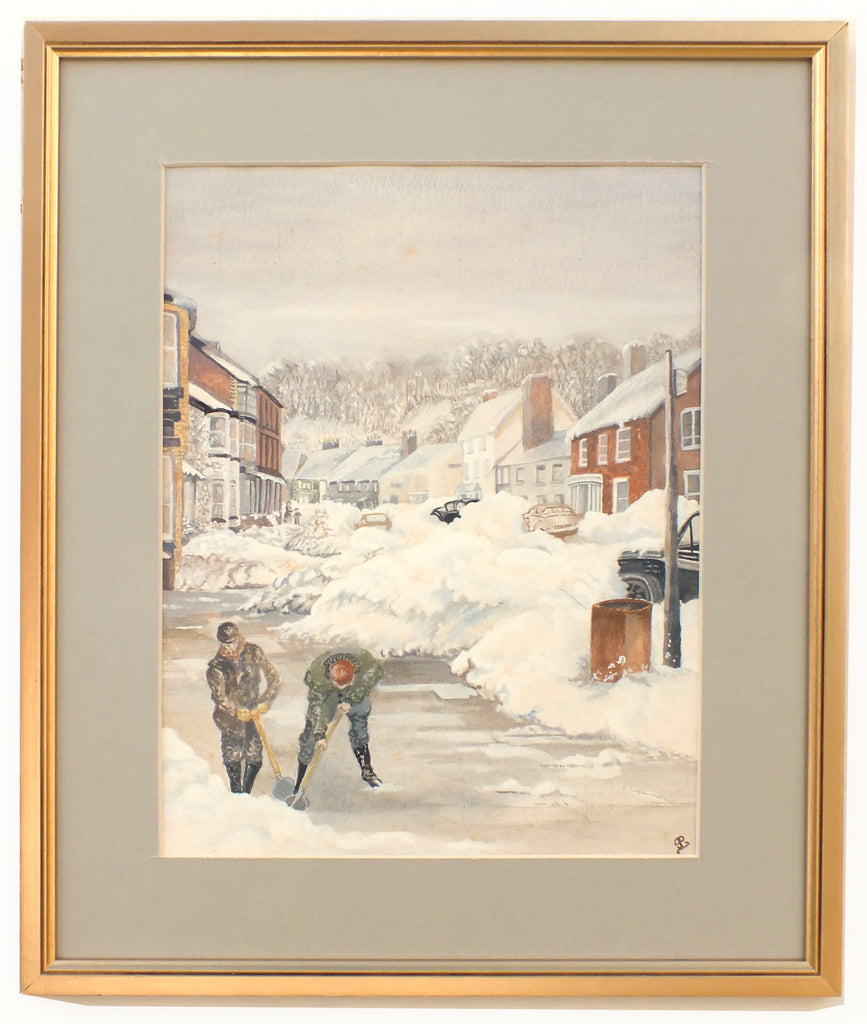 Winter Landscape Watercolour Painting Bampton, England, Framed Signed Original