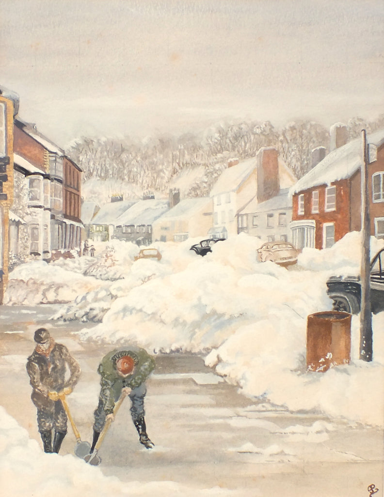Winter Landscape Watercolour Painting Bampton, England, Framed Signed Original