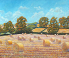 English Landscape Hay Bales Farming Oil Painting Framed Original