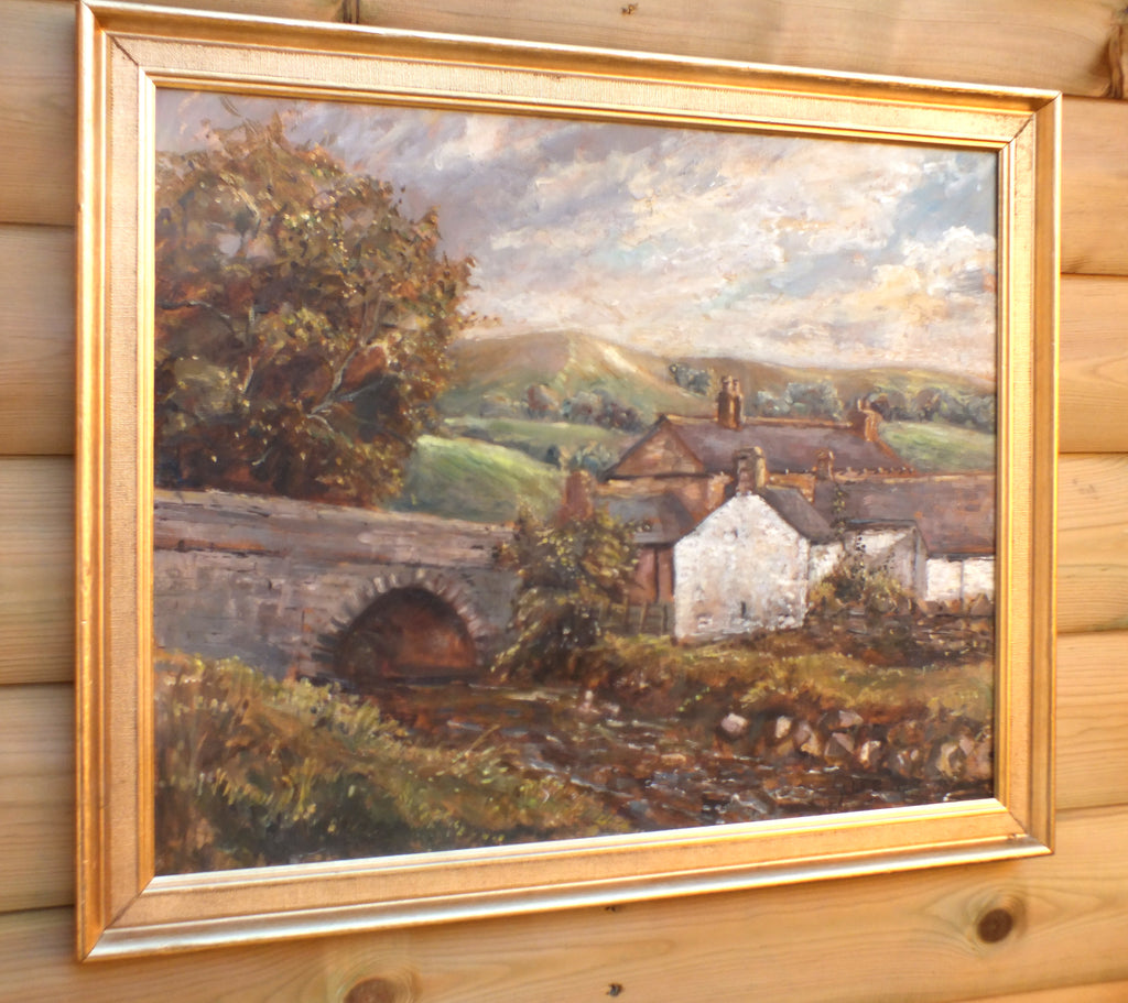 Yorkshire Landscape Oil Painting, Vintage Farmhouse Signed Framed