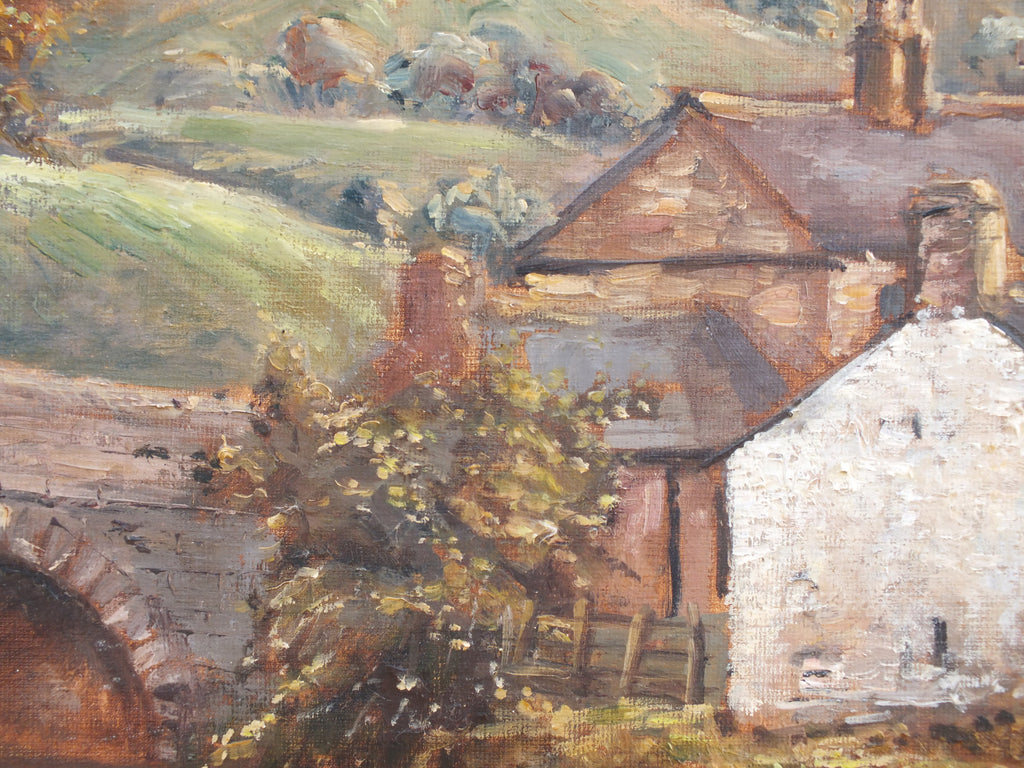 Yorkshire Landscape Oil Painting, Vintage Farmhouse Signed Framed