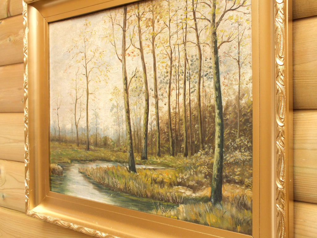 English Landscape Oil Painting , Framed Woodland Stream