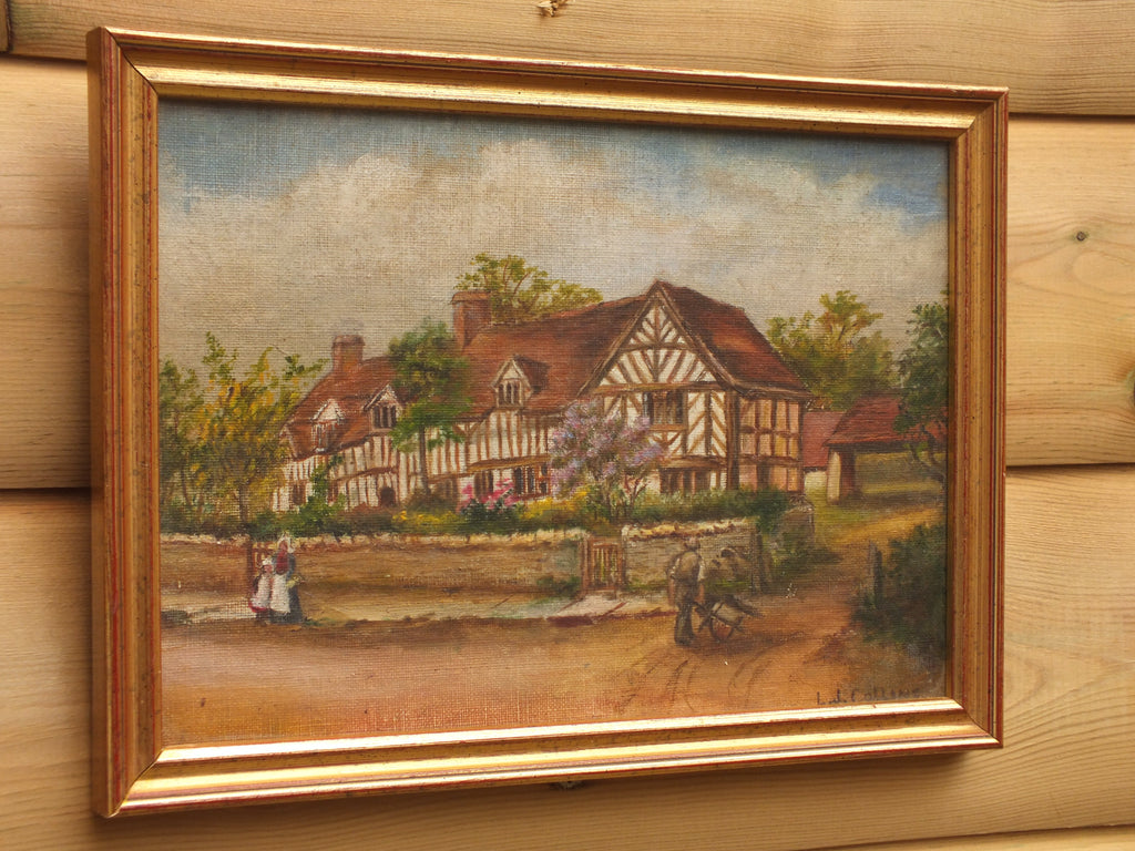 Sussex Timber Framed House Signed Framed Oil Painting