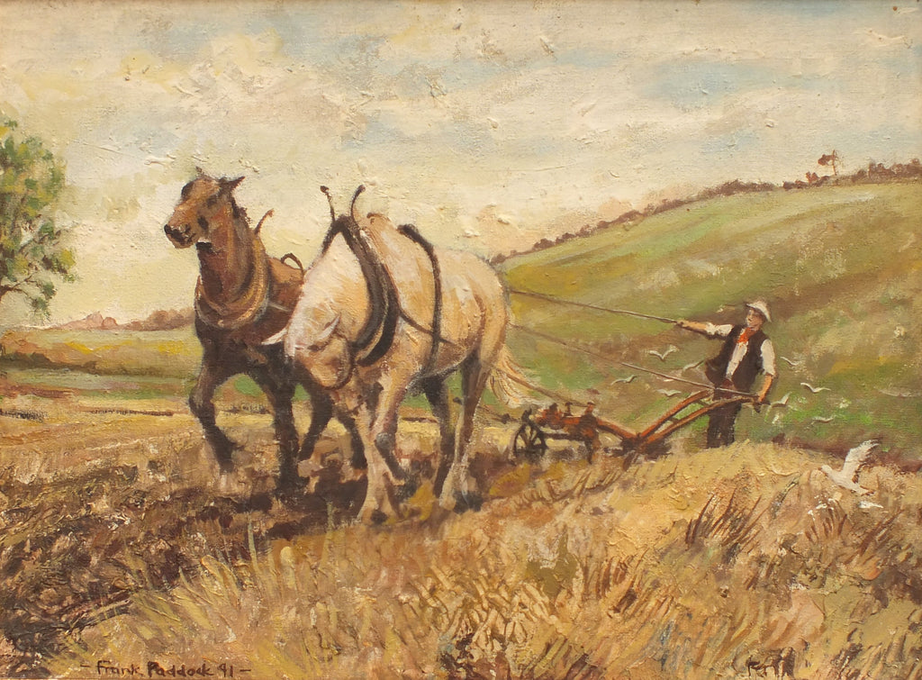 Plough Horses Oil Painting Farming Art English Landscape Oil Painting Signed Framed