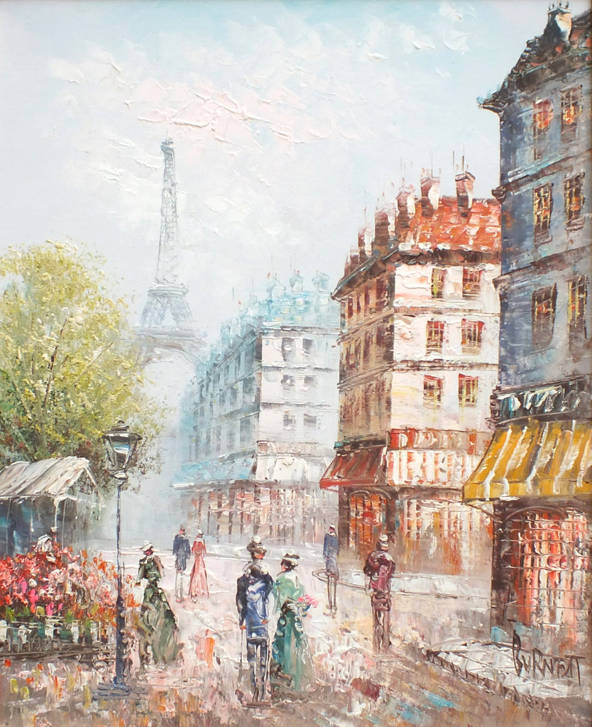 Paris Street Scene Oil Painting Signed Framed Original