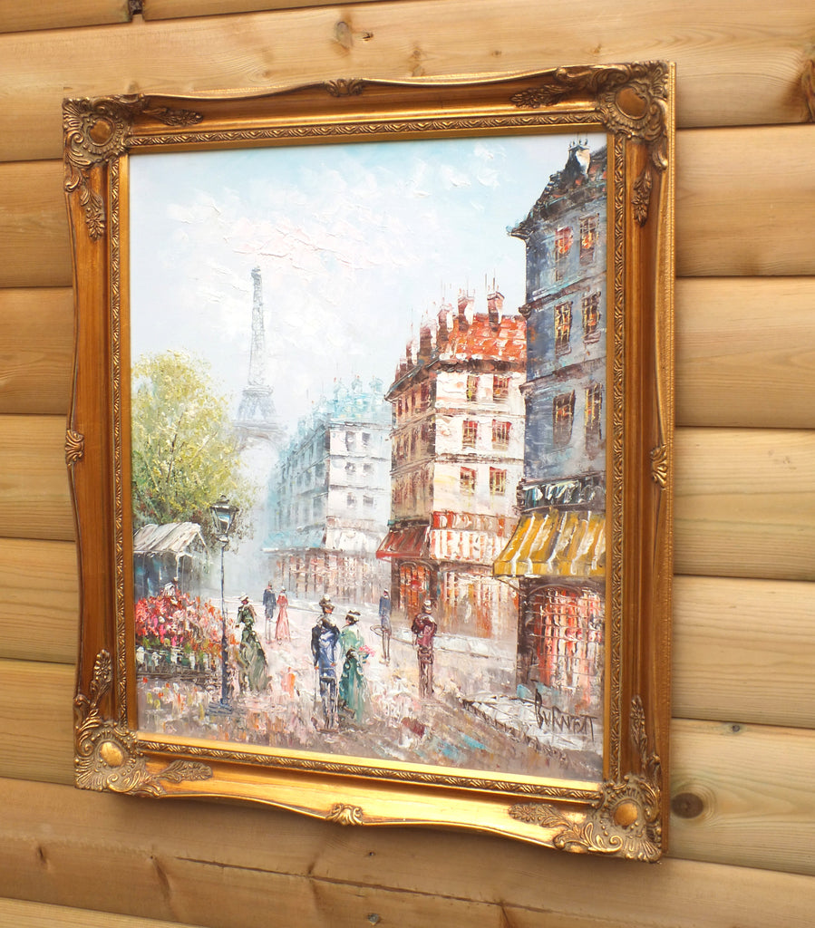 Paris Street Scene Oil Painting Signed Framed Original