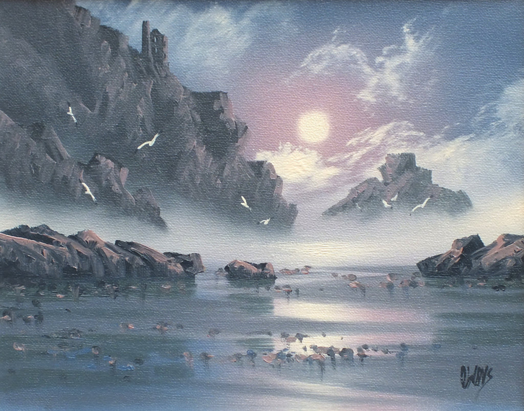 Coastal Mountain Sunrise Framed Signed Landscape Oil painting