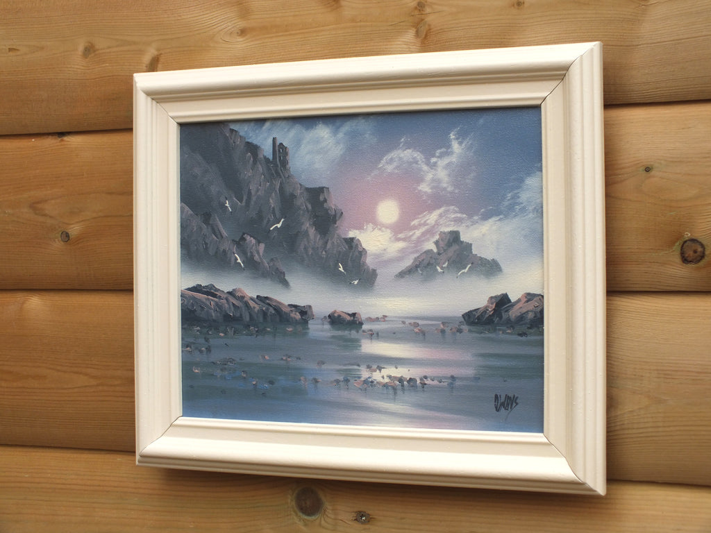 Coastal Mountain Sunrise Framed Signed Landscape Oil painting