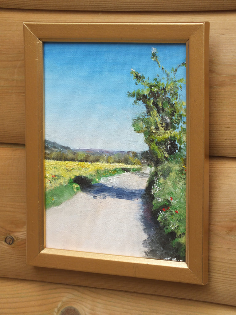 Country Lane Landscape Original Miniature Oil Painting Framed