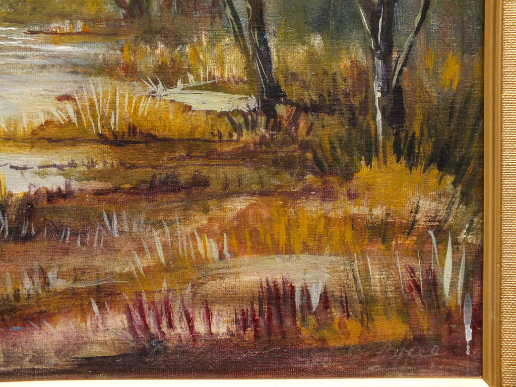 English River Landscape Original Oil Painting Framed, Signed