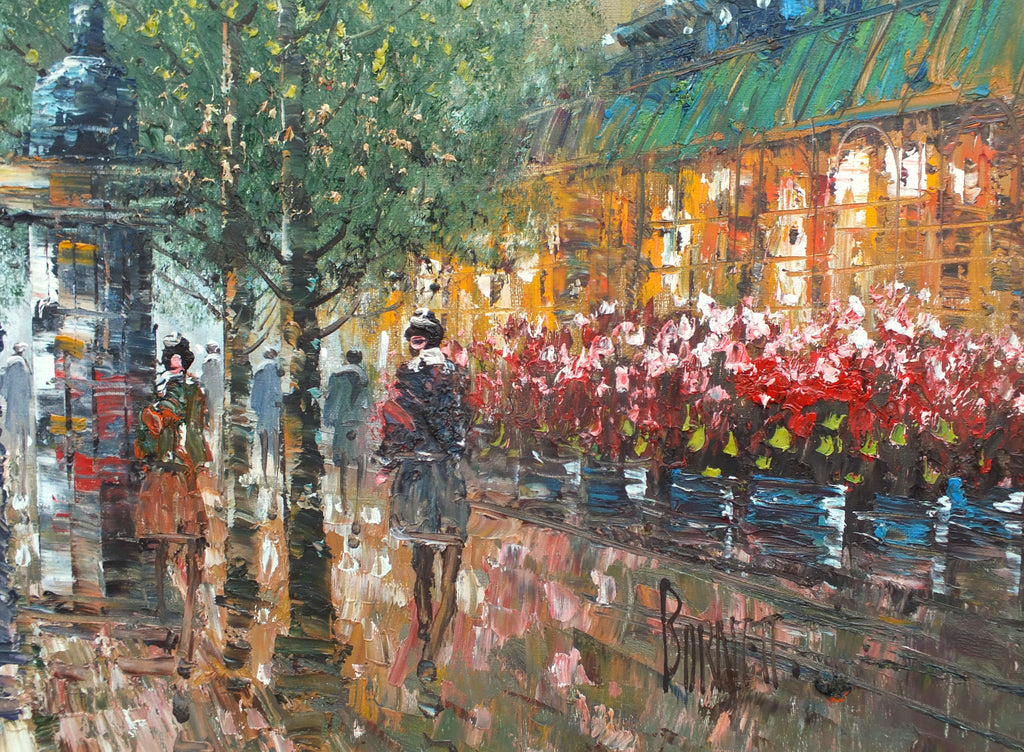 Paris Street Scene Oil Painting Signed Framed Large Original