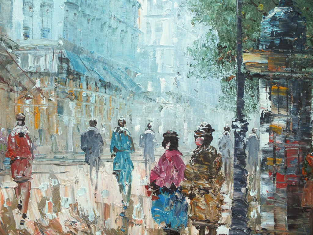 Paris Street Scene Oil Painting Signed Framed Large Original