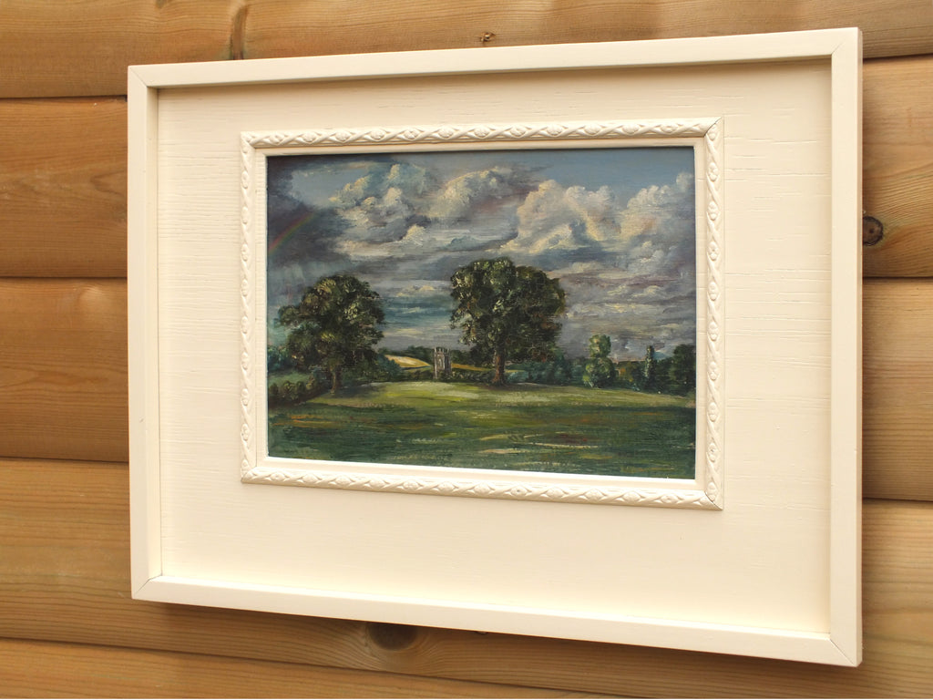 Storm Clouds Over Essex, English Landscape Oil Painting Framed Signed