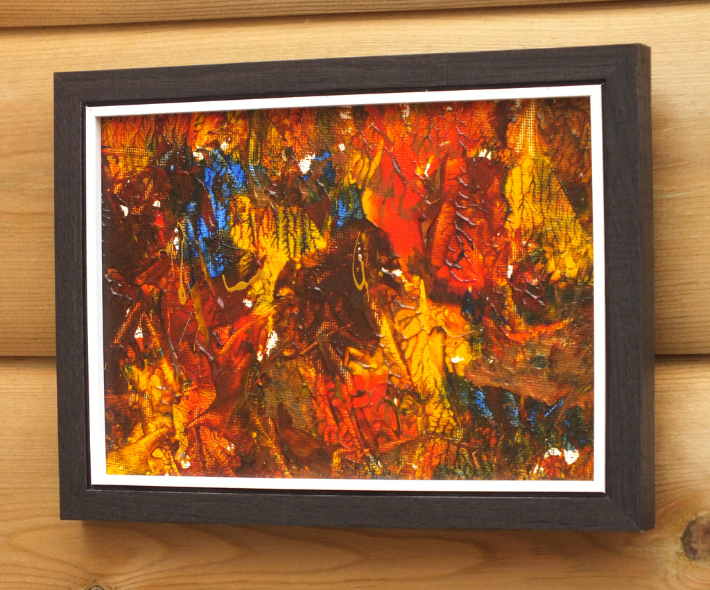 Miniature Abstract Painting, Rainbow Coruscation, Framed, Signed