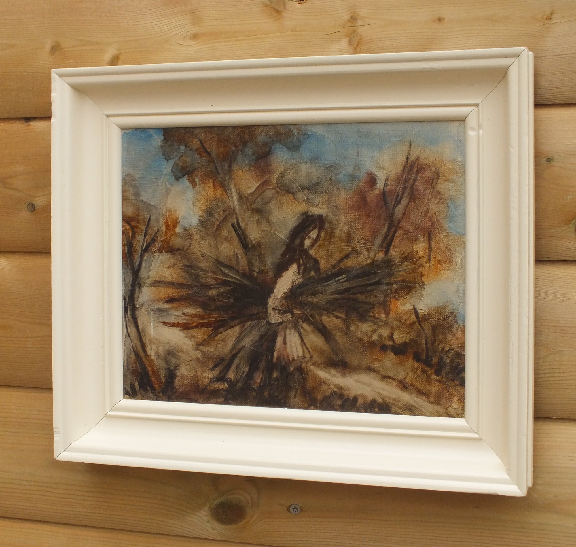 Abstract Figure Painting, Wood Gatherer, Framed Original