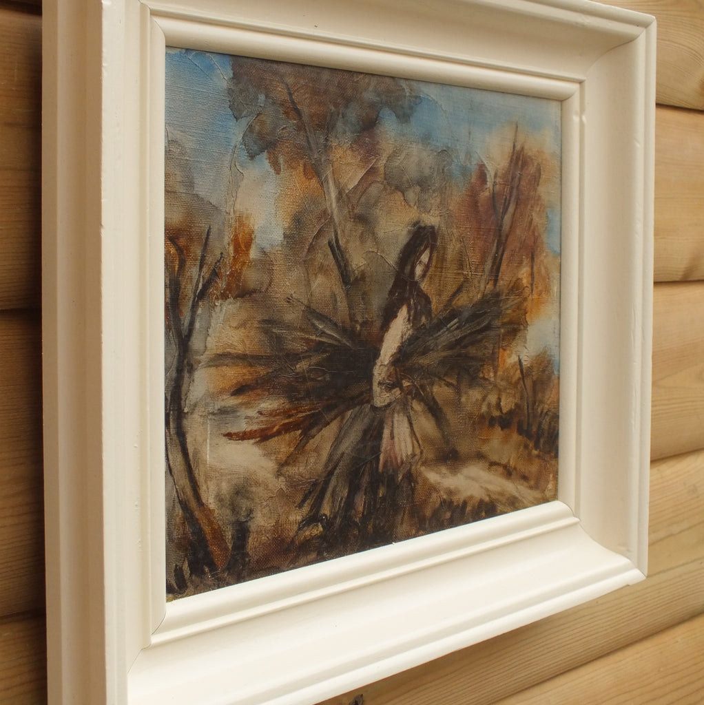 Abstract Figure Painting, Wood Gatherer, Framed Original