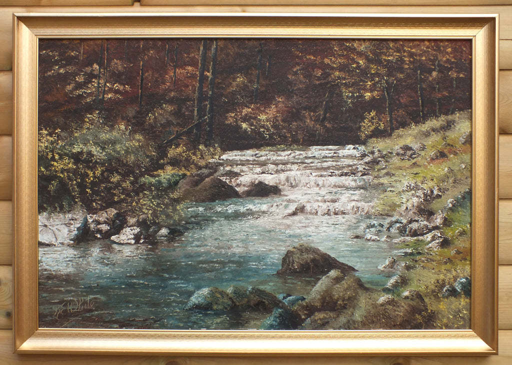 Sherwood Forest River Vintage Oil Painting English Landscape Signed Framed