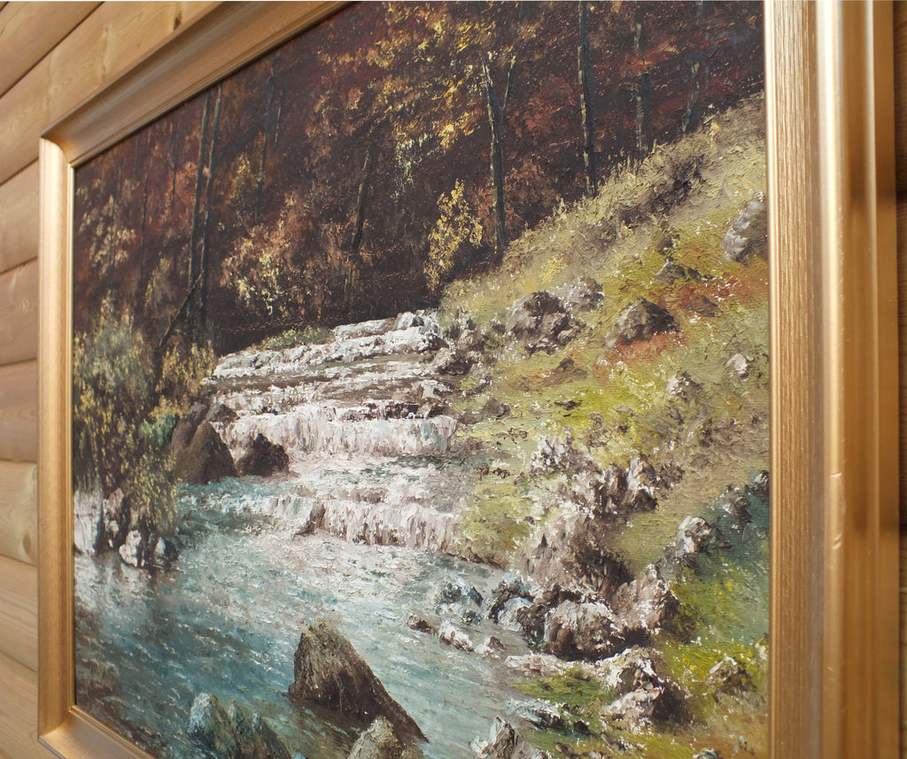 Sherwood Forest River Vintage Oil Painting English Landscape Signed Framed