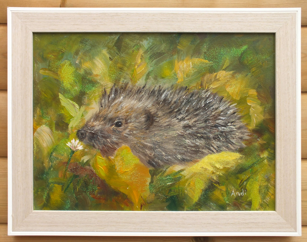 Hedgehog Original Painting Signed Framed Andi Lucas