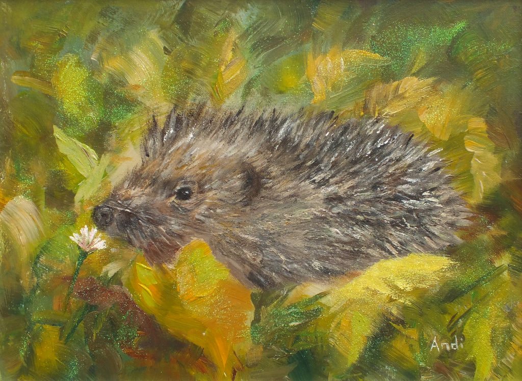 Hedgehog Original Painting Signed Framed Andi Lucas