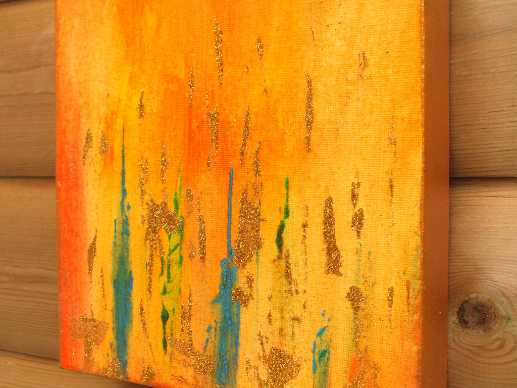 Golden Haze Cityscape Abstract Painting Acrylic Original