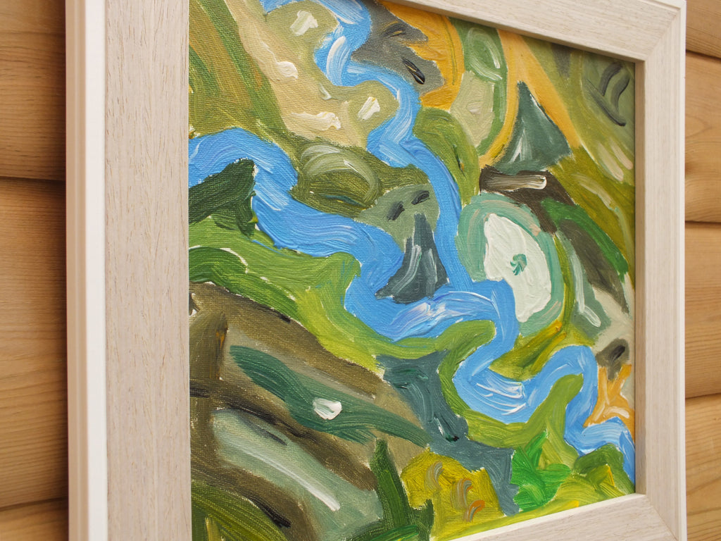 Original Organic Abstract Painting - The Serpent Splits, Framed, Fraser Lucas