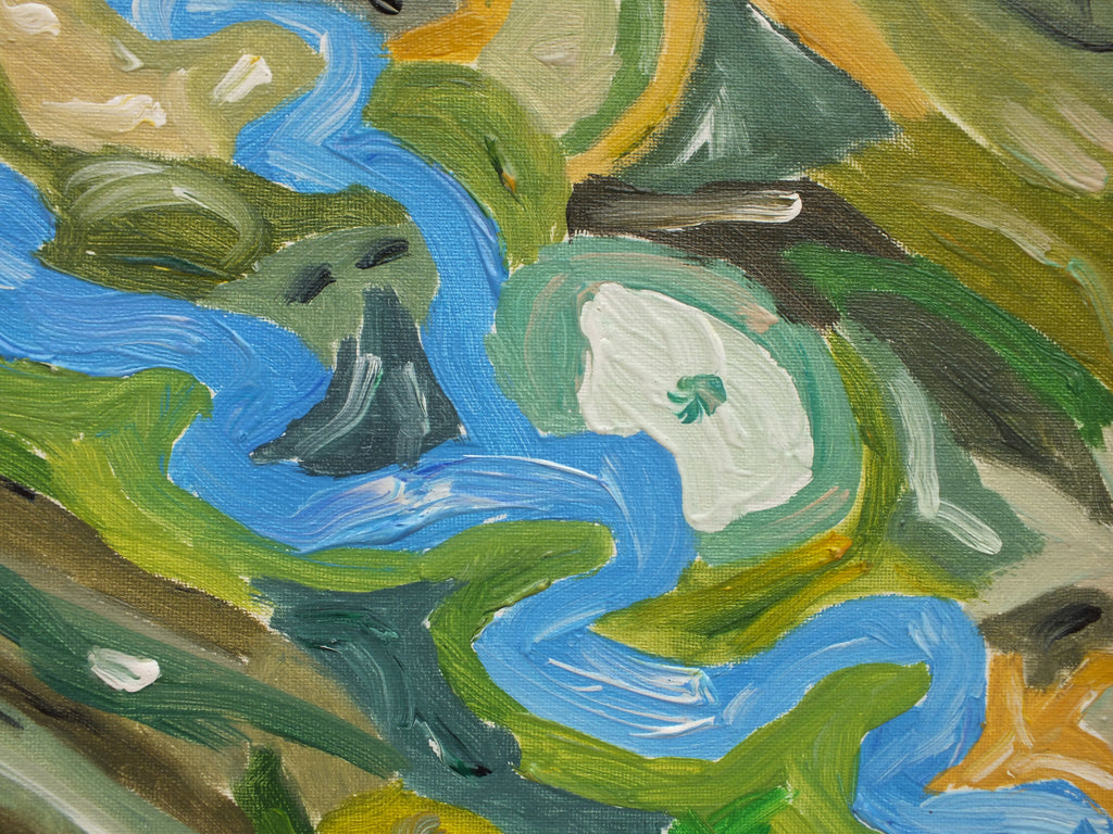 Original Organic Abstract Painting - The Serpent Splits, Framed, Fraser Lucas