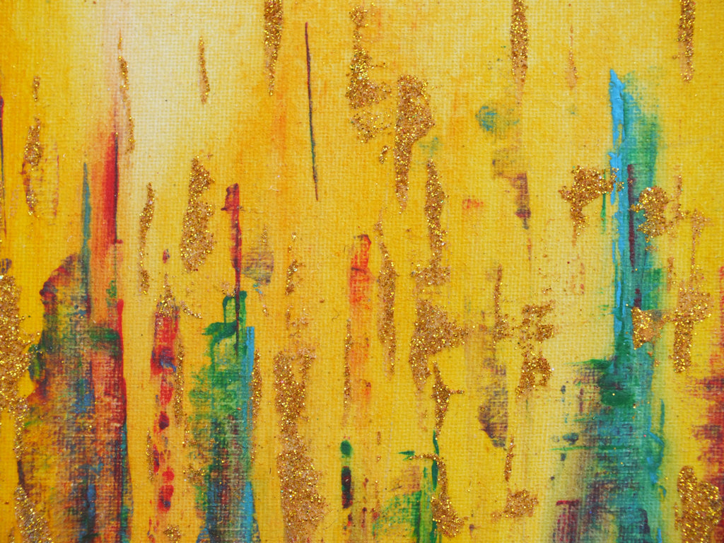 Cityscape Abstract Painting Golden Haze Acrylic Original