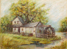 Watermill River Landscape Oil Painting Signed Unframed Original