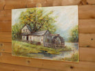 Watermill River Landscape Oil Painting Signed Unframed Original