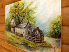 Watermill River Landscape Oil Painting Signed Unframed Original