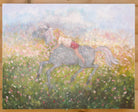 Girl and Pony Painting Cute Animal Fantasy Art