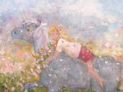 Girl and Pony Painting Cute Animal Fantasy Art