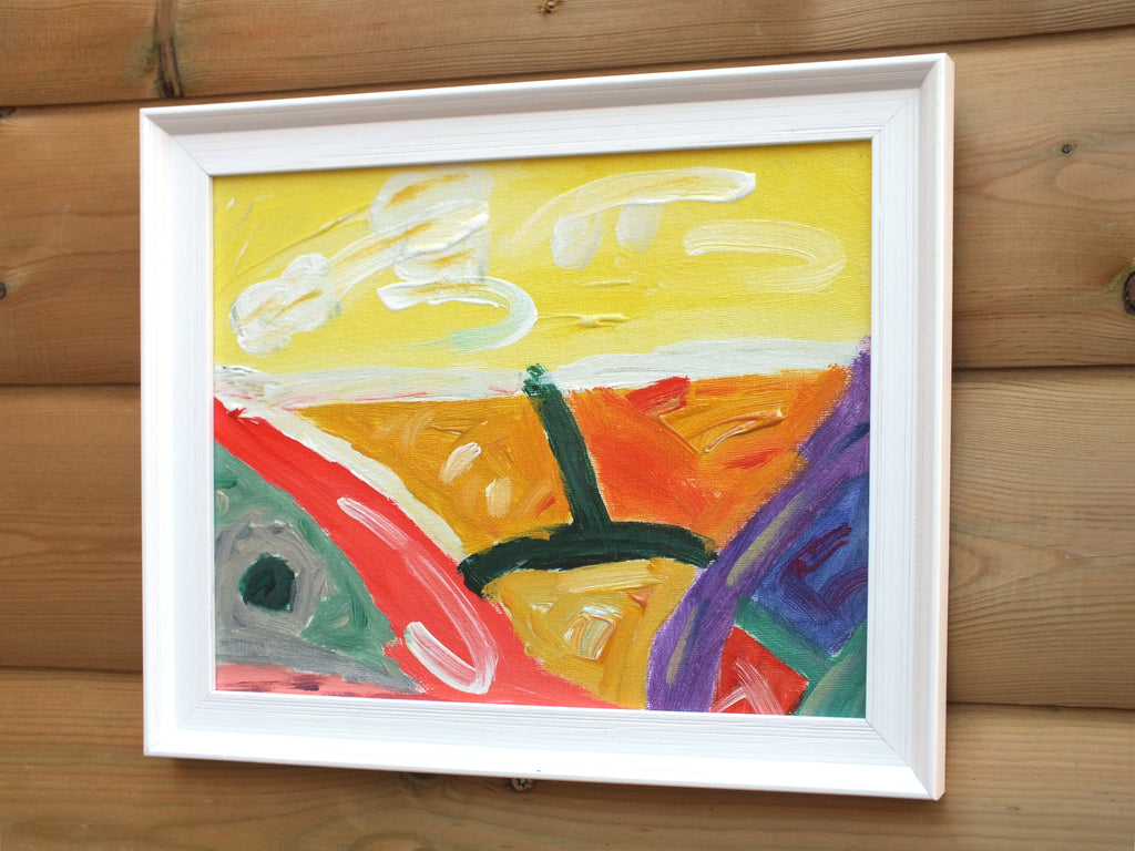 Original Organic Abstract Painting - Joyous Fields, Framed, Fraser Lucas