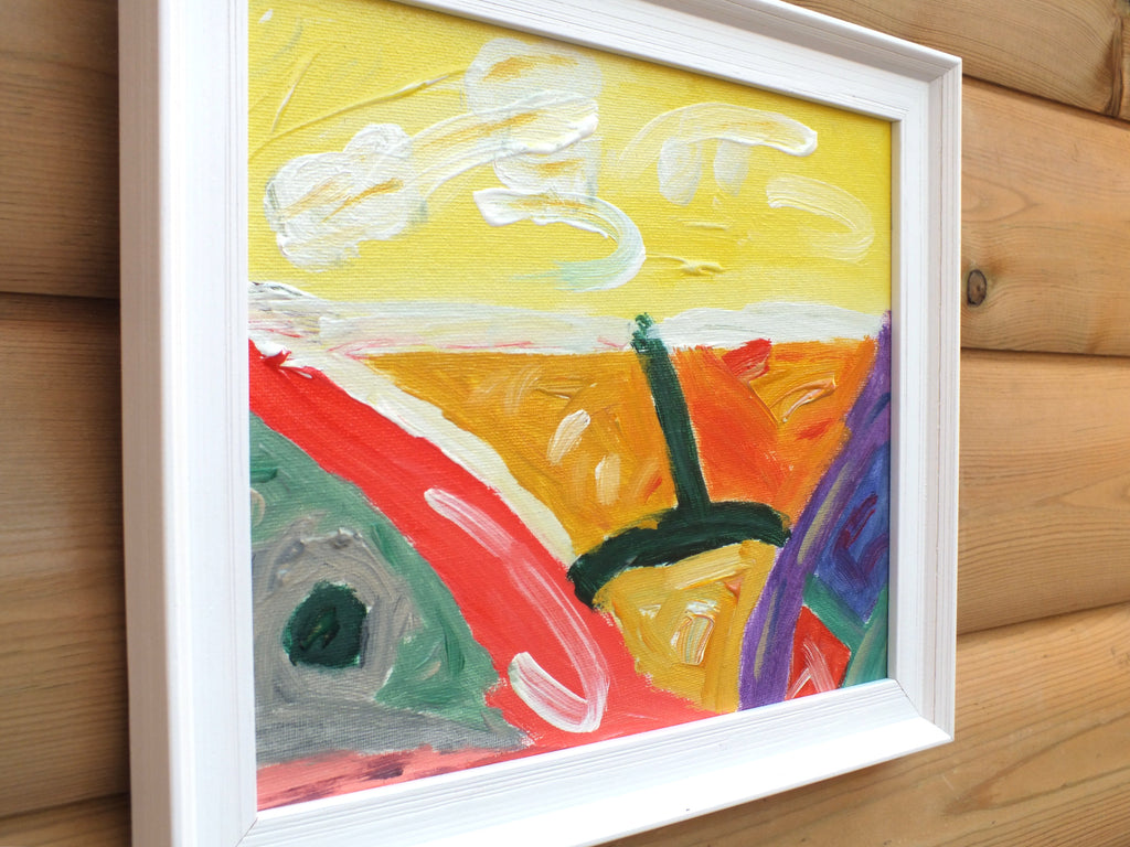 Original Organic Abstract Painting - Joyous Fields, Framed, Fraser Lucas