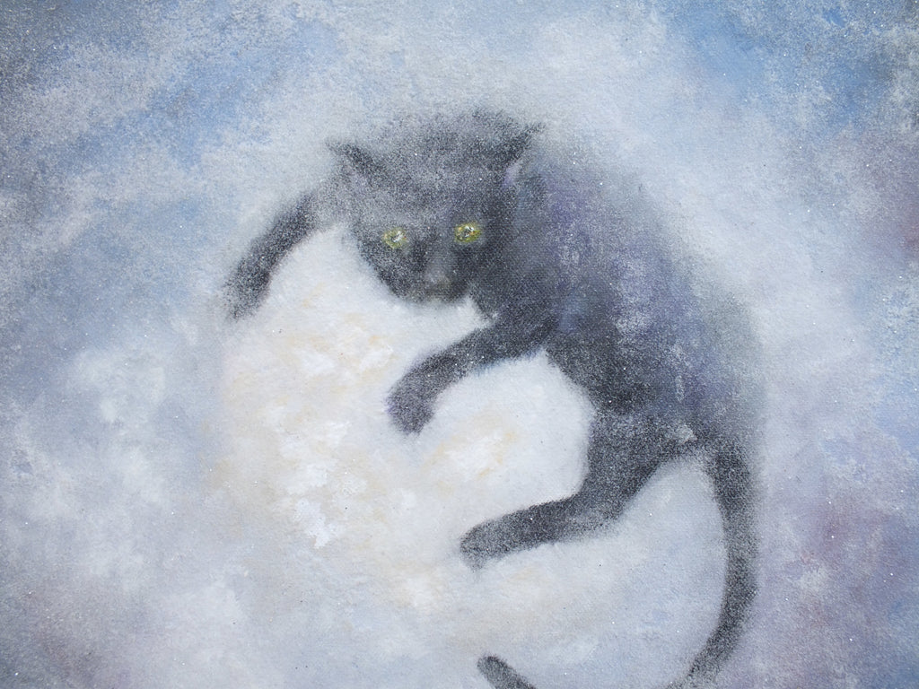 Black Cat Moon Original Painting by Andi Lucas