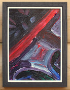 Miniature Abstract Painting, Charred Lands, Framed, Signed