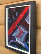 Miniature Abstract Painting, Charred Lands, Framed, Signed