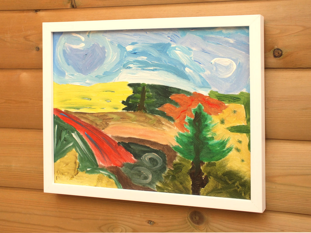 Original Organic Abstract Painting - A Day in the Country, Framed, Fraser Lucas