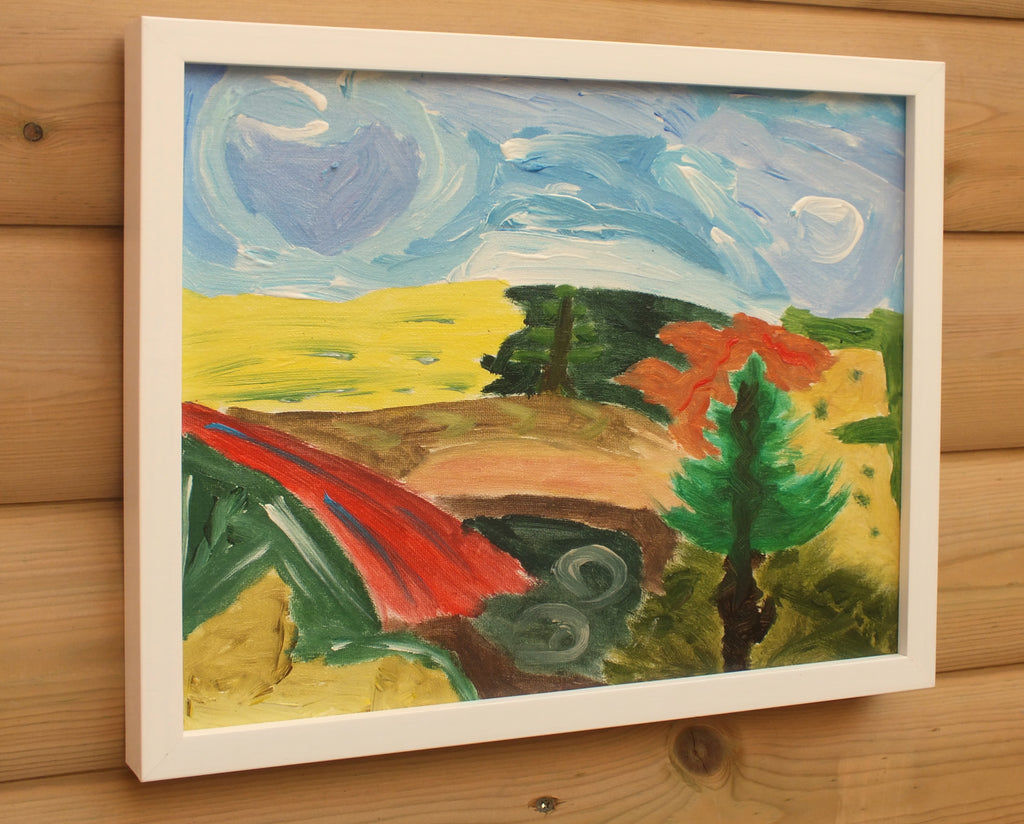 Original Organic Abstract Painting - A Day in the Country, Framed, Fraser Lucas