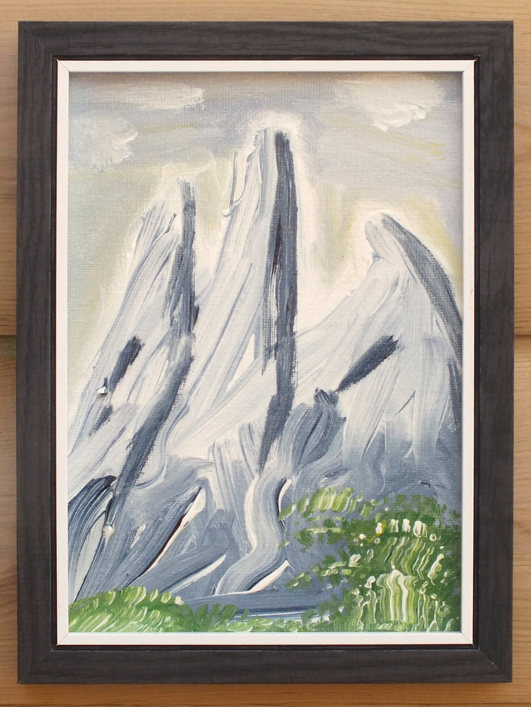 Miniature Abstract Painting, Under The Mountains Gaze, Framed, Signed