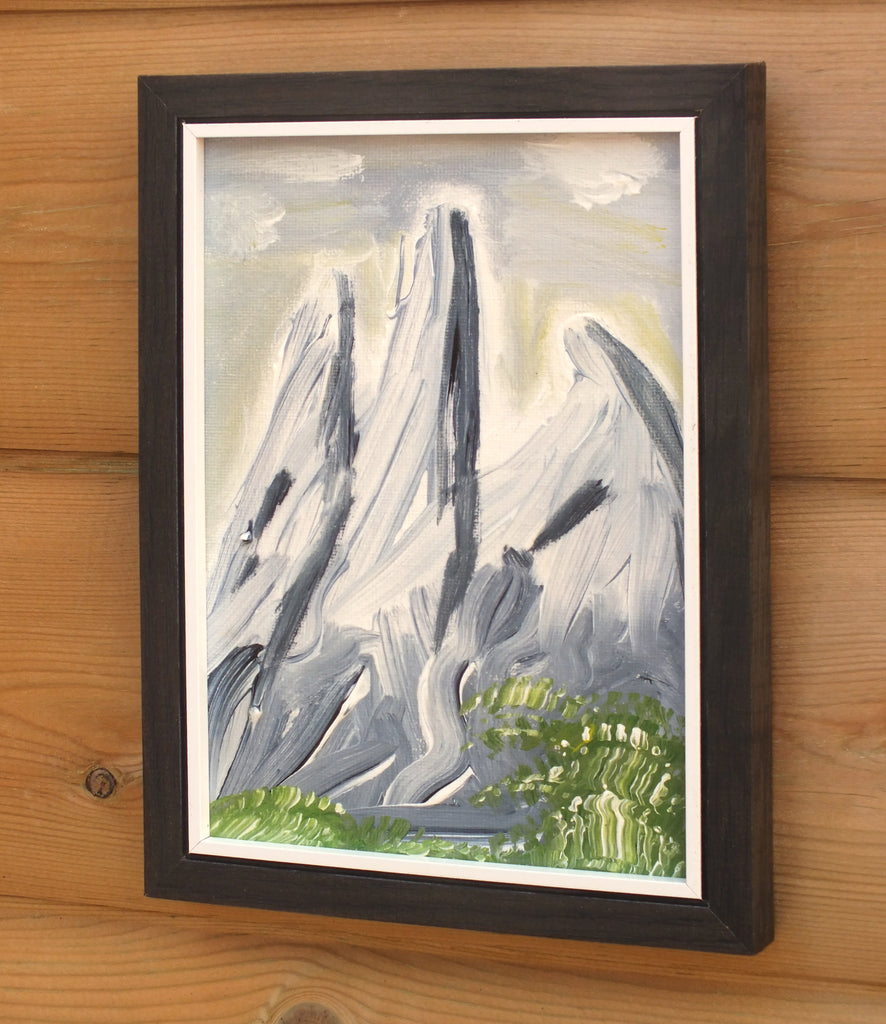 Miniature Abstract Painting, Under The Mountains Gaze, Framed, Signed